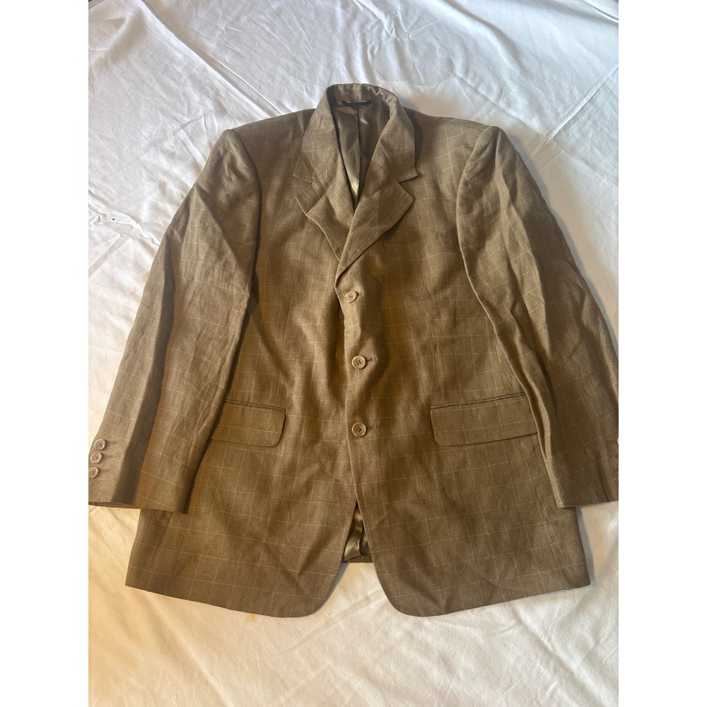 Iker Sport  Blazer Mens 40r Brown Windowpane Check Sport Coat